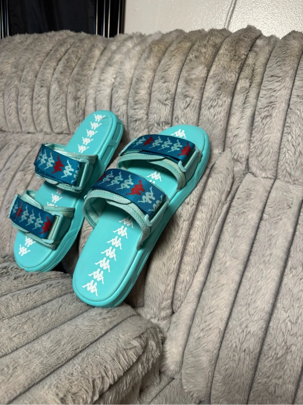 Kappa Aqua Teal Logo-Embossed Slide